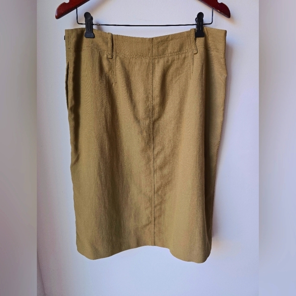 Massimo Dutti Elegant Safari Khaki Green Straight Skirt, Size XL - Picture 6 of 9